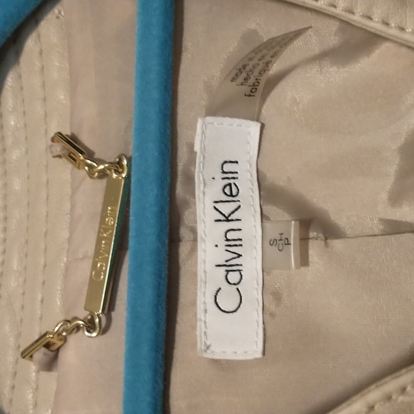 Calvin Klein women's size SP faux leather/cotton jacket with front/sleeve zipper - Picture 2 of 12